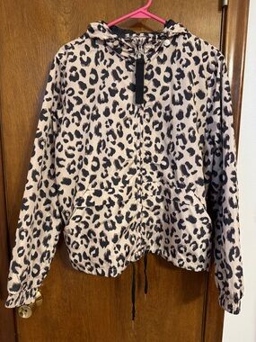 iris Pink and Black Leopard Hooded Bomber Jacket